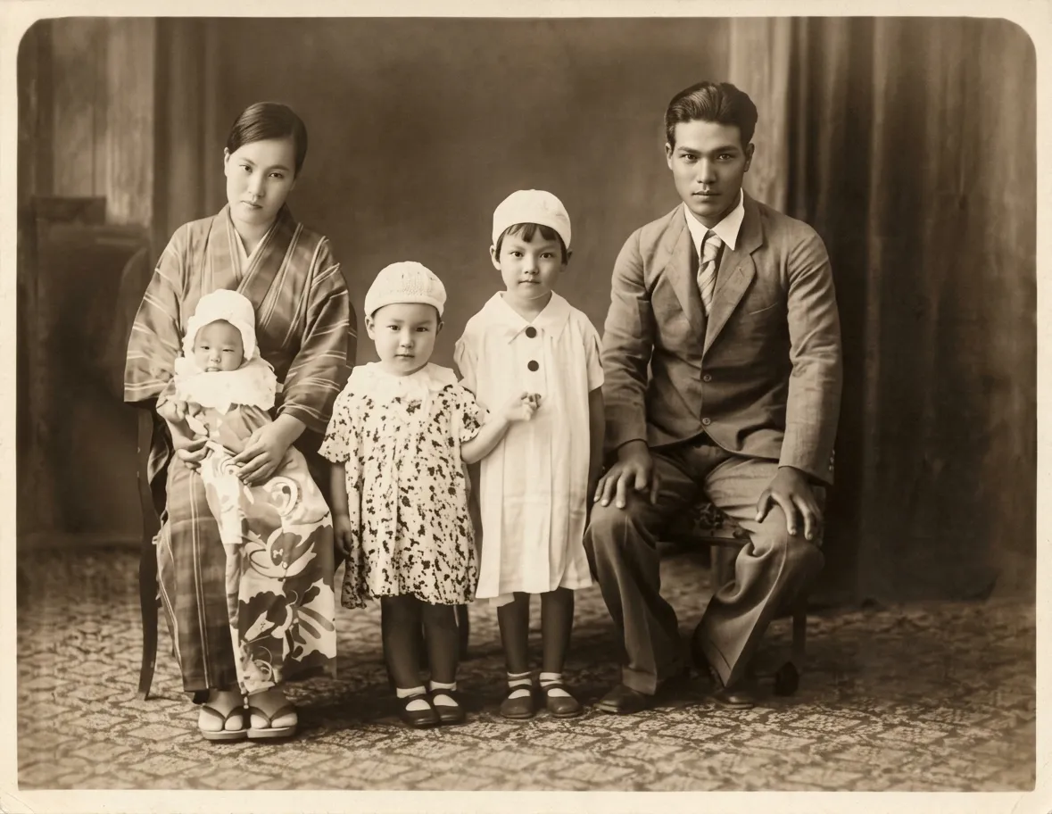 Imako Saito with her entire family on Saipan.