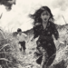 A girl and her brother running in the sugarcane fields
