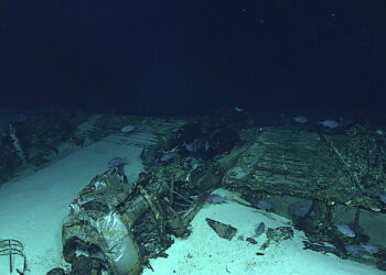 This site is one of many aircraft lost in the vicinity of Tinian and Saipan. The B-29 Superfortress, one of the largest aircraft flown by the United States in World War II, had a wingspan measuring just over 141 feet. The wing came to rest on the sea floor upside down with the landing gear and three of the radial engines still attached.