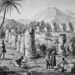 The latte stone ruins on Rota from 'Voyage Autour du Monde sur les Corvettes de L'Uranie' engraved by Fortier and E. Aubert.