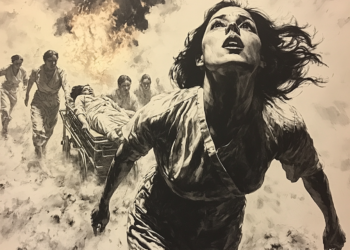 Nurse running away from fire