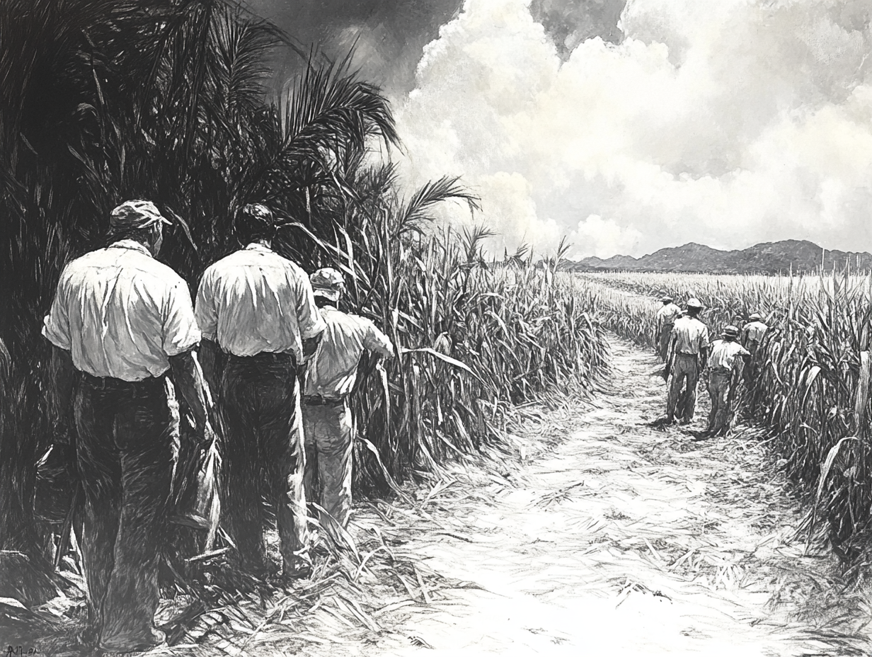 The clearing of the sugarcane fields to make way for airfields.